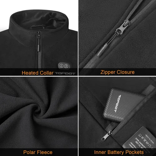 Vista 6 de Topdot Chaleco térmico de forro polar para mujer con batería, sin mangas, chaleco de forro polar suave con 8 zonas de calefacción