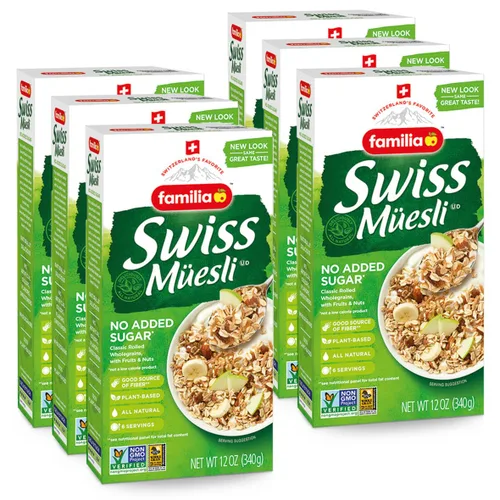 Vista 8 de Familia Cereal suizo Muesli, 0.00 oz de azúcar añadido, cereal lleno de energía con pasas, avellanas y almendras, caja de 12 onzas (paquete de 2)