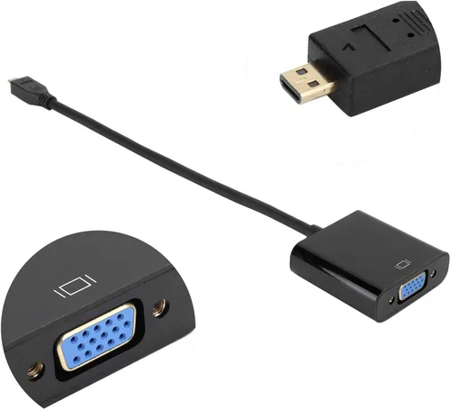 Vista 4 de Convertidor de video micro a VGA, adaptador de convertidor de video micro HDMI a VGA, adaptador de convertidor de video micro a VGA 1080P, para 4B