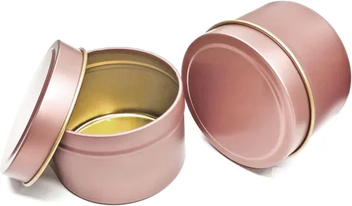 Vista 4 de Latas de velas de oro rosa de 8 onzas, 12 piezas para hacer velas de bricolaje