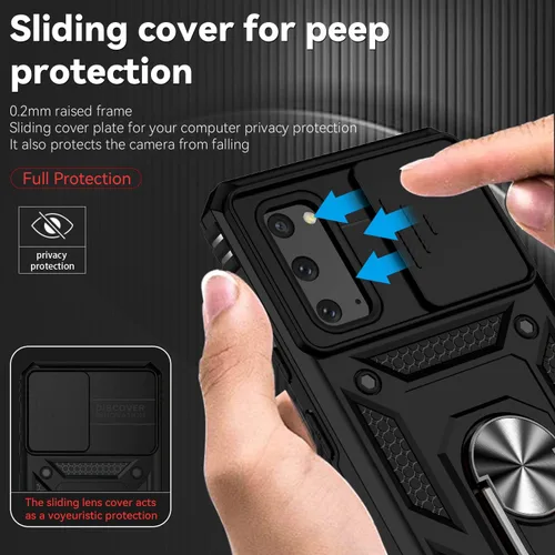 Vista 4 de Funda para Samsung Galaxy S20 con cubierta para lente de cámara, protector de pantalla HD, doble capa de grado militar, probada contra caídas