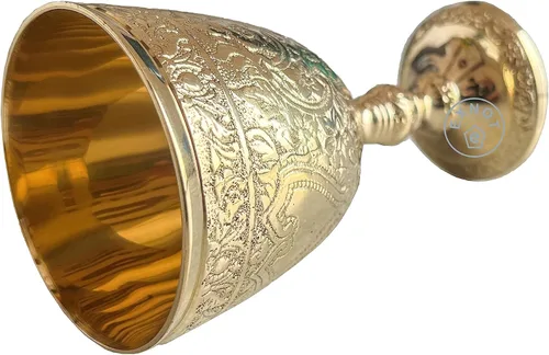Vista 7 de Copa de cáliz vintage de latón 1 copa de vino real del rey Arturo – Regalos medievales renacentistas para comunión, paquete de Navidad de 1 cáliz