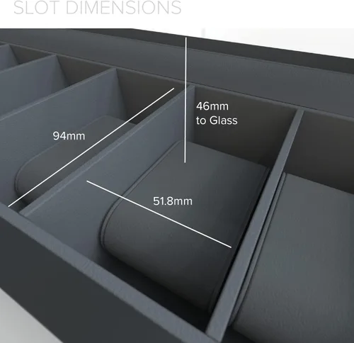 Vista 9 de CASE ELEGANCE Caja de reloj moderna 2x3 acabado negro con mango de aluminio personalizado 6 ranuras con vidrio real