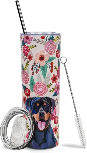 Vista 47 de Dachshund - Vaso de viaje aislado de acero inoxidable de 20 onzas con asa y pajilla, regalo para mujer, para el Día de la Madre, a prueba de fugas