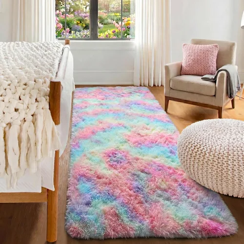 Vista 142 de ONASAR - Alfombra de pasillo negra de 2 x 6 pies, esponjosa, lavable, ultrasuave, afelpada, peluda, tapete para bebés, dormitorio de niños, armario