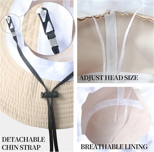 Vista 55 de PFFY Bucket Hat for Women Men Cotton Summer Sun Beach Fishing Cap