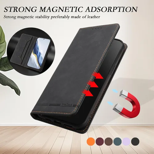 Vista 4 de Funda para teléfono compatible con Blackview Oscal Flat 1c 【Bloqueo RFID】【Soporte para tarjetas con cierre magnético】 Funda negra