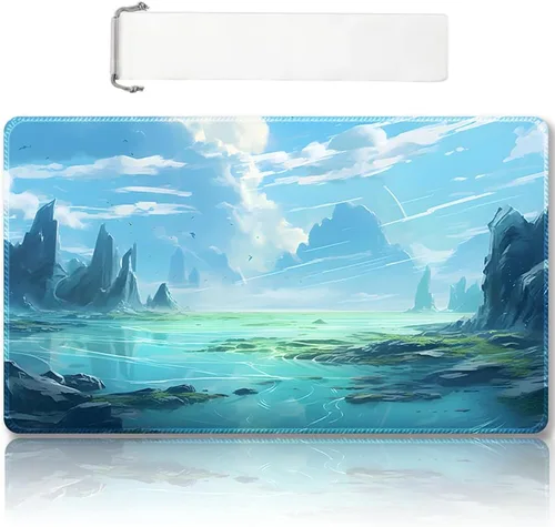 Vista 6 de Tapete de juego MTG cosido de alta calidad con zonas y parte trasera de goma antideslizante, tapete de juego TCG para MTG y otros juegos de cartas