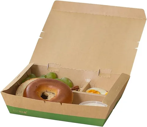 Vista 24 de Restaurantware Caja Bento de papel de 100 unidades, 51 onzas, contenedor de papel de estraza para alimentos, caja desechable a prueba de grasa