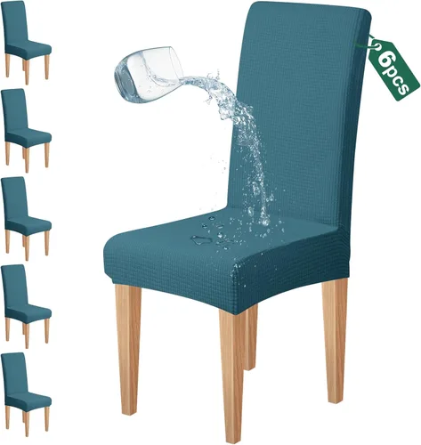 Vista 23 de Dioxide Juego de 4 fundas impermeables para sillas de comedor, fundas elásticas para sillas de comedor, fundas para sillas Parson, extraíbles