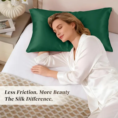 Vista 6 de THXSILK Funda de almohada de seda de morera 100% natural para cabello y piel, 25 momme, 1 funda de almohada de seda con cierre de cremallera oculto