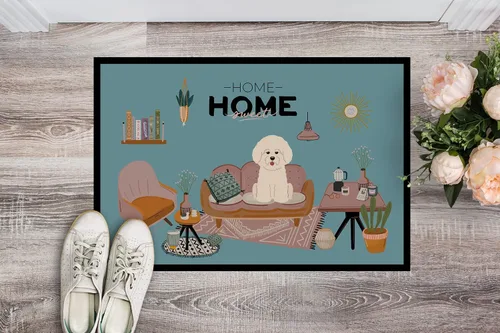 Vista 2 de Caroline's Treasures CK7920MAT Bichon Frise Sweet Home Felpudo de 18 x 27 pulgadas, tapete para puerta delantera, para interiores y exteriores