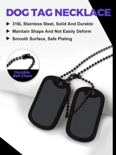 Vista 3 de Richsteel - Placa de identificación estilo Hip Hop militar para collar, fibra de carbón, colgante de bibliabala, para mujeres y hombres joya
