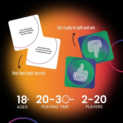 Vista 4 de Juego de cartas para adultos, un juego de secretos derramados, juego de cartas de fiesta para adultos para amigos y entretenimiento, a partir de 18
