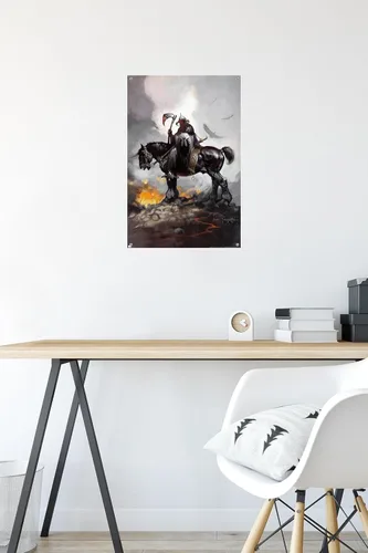 Vista 6 de Trends International Frank Frazetta - Póster de pared de Death Dealer 1, 14.72 x 22.37 pulgadas, paquete de póster premium y alfiler