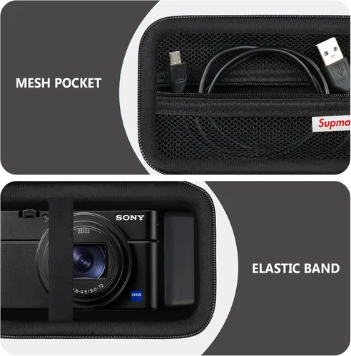 Vista 5 de Funda de transporte para cámara compacta Sony RX100 VII/ RX100 VI/ RX100 V/ RX100 IV/ RX100 III Premium Compact Camera, bolsa de viaje con bolsillo