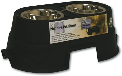 Vista 8 de Taza para comida con elevador para mascotas Ourpets Healthy Pet, Negro