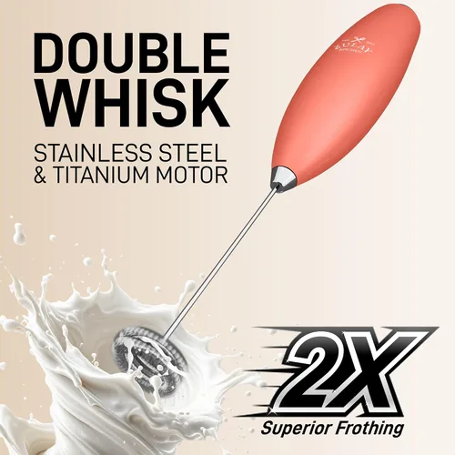 Vista 396 de Zulay Milk Boss Espumador de leche potente manual, hace espuma para latte, batidor para mezclar bebidas, café, miniespumador para capuchino, frappé
