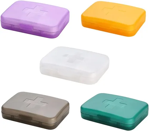 Vista 2 de Eforcase Organizador de pastillas de viaje, pastillero portátil, 6 compartimentos, organizador diario de píldoras, caja de píldoras pequeña