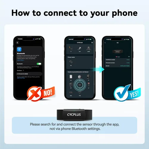Vista 3 de CYCPLUS - Monitor de frecuencia cardíaca con correa para el pecho H2Pro, sensor de monitorización de frecuencia cardíaca Bluetooth ANT+ con batería
