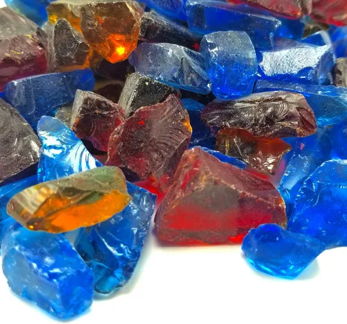 Vista 8 de (5 libras de mezcla de cobalto y azul de primera calidad, para interiores y exteriores, vidrio de fuego triturado para interiores y exteriores