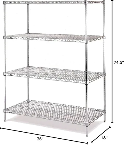 Vista 2 de Metro EZ1836BR-4 Super Erecta - Estantería de alambre industrial de 4 estantes, Brite, 18" x 36" x 74.5