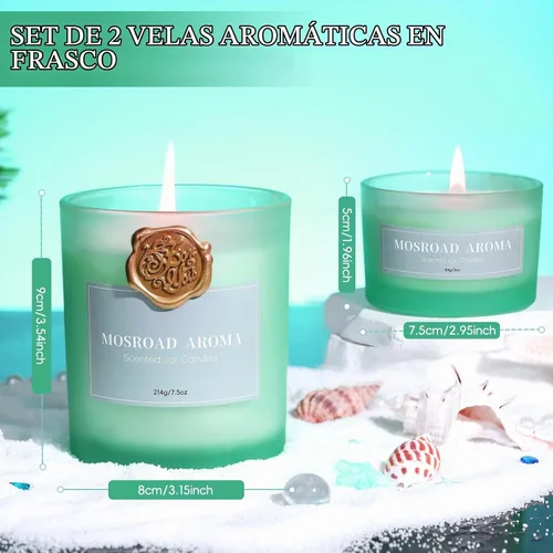 Vista 4 de California Coast - Juego de 2 velas perfumadas en tarro para fragancia del hogar, velas de lujo de cera de soja perfumadas para la playa, aroma