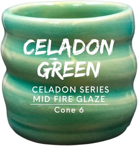 Vista 2 de Penguin Pottery - Set variado - Serie Celadon de Fuego Medio - Cono 6 - Incluye 8 frascos de 4 oz