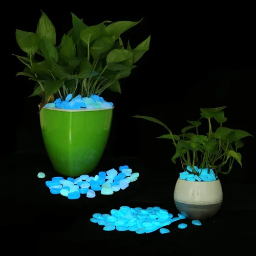 Vista 5 de UNIME Piedras de jardín que brillan en la oscuridad, piedras para decoración de patio y pasarelas, piedras luminosas decorativas de bricolaje