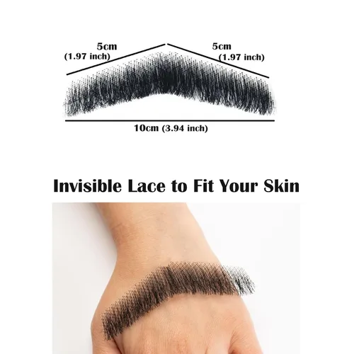 Vista 2 de Bigote falso realista para hombres, pelo facial de barba falsa, maquillaje de barba falsa de encaje para adultos, barba falsa para hombres, barba