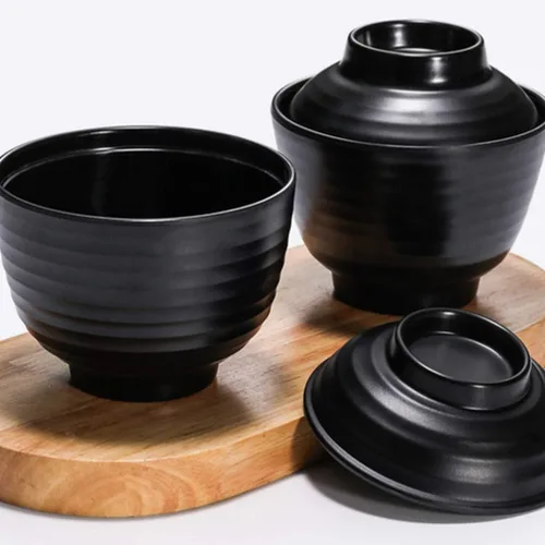 Vista 2 de BESTonZON Cuencos de sopa de miso de estilo japonés tradicional tazón de arroz de fideos, cuenco de sopa de miso con tapa Tazón de arroz japonés (L)