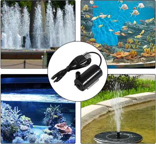 Vista 6 de 4pcs Micro Bomba sumergible DC 3-5V USB Mini bomba de agua para acuarios, pecera, estanque, fuente hidropónica jardín (negro)