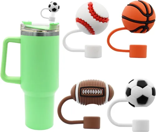 Vista 13 de Tapa con Pajita para Vaso Stanley, Tapa Superior Compatible para Vaso Térmico de 30 y 40 Oz con Asa, 10mm 0.4in Cubiertas de Pajita a Prueba de 2