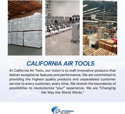 Vista 6 de California Air Tools 8010ALFC - Compresor de aire ultrasilencioso y sin aceite de 1.0 HP, 8.0 galones, tanque de aluminio, liviano con ruedas, nivel