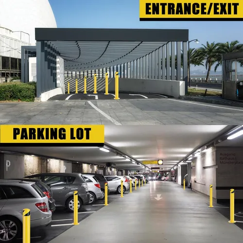 Vista 5 de Safety Bollard, 36 Inch Height Bollard Post, 3 Inch Diameter, 6Pcs Parking Bollard, Yellow Powder Coated, Safety Parking Barrier Post, for Traffic