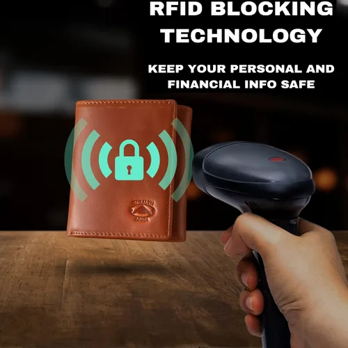 Vista 20 de Stealth Mode Cartera de cuero triple RFID para hombres con soporte de identificación abatible (negro)