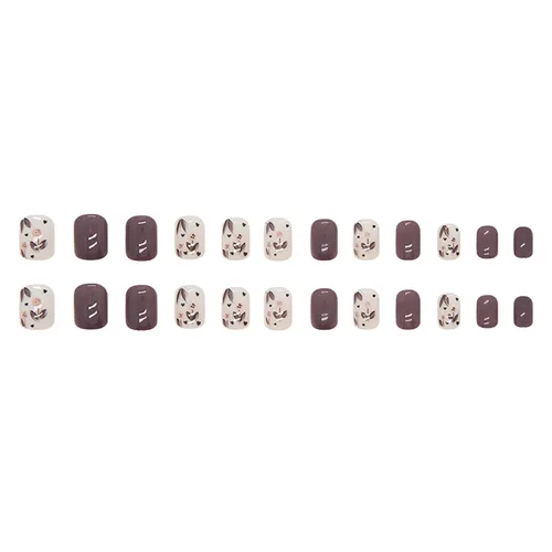 Vista 6 de Uñas postizas a presión de otoño, uñas postizas cortas cuadradas de MABKJLF de cobertura completa con diseños de diente de león, uñas adhesivas