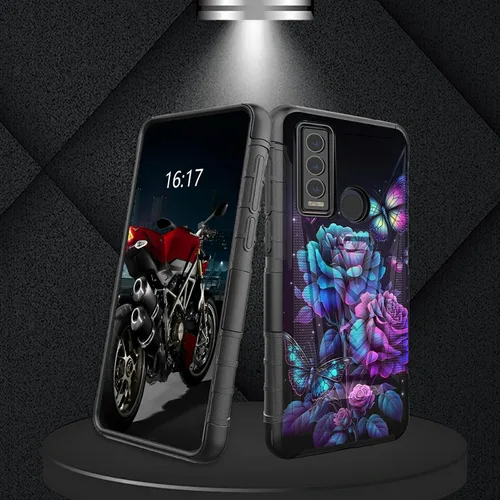 Vista 153 de Funda para AT&T Maestro Max 2021/Cricket Ovation 2 con protector de pantalla de vidrio templado, funda resistente con función atril integrada