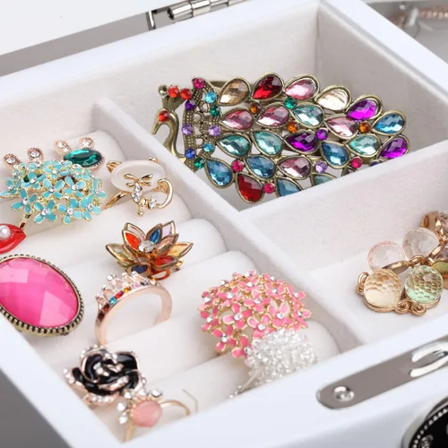 Vista 4 de Rowling Joyero grande de madera aretes collar pulseras organizador de 6 cajones M10 blanco