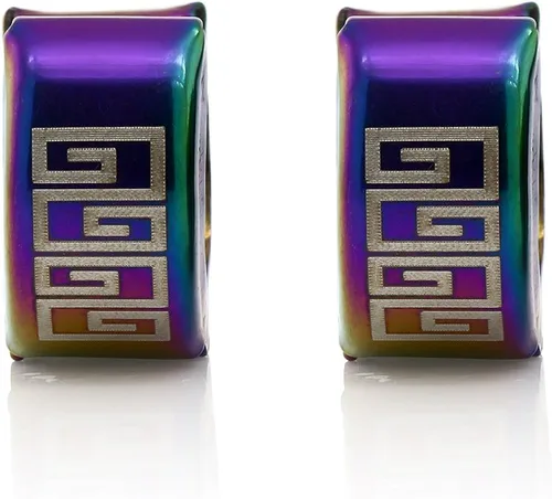 Vista 2 de Gem Stone King Aretes de aro de acero inoxidable con diseño de arco iris, 0.512 in de largo, 0.276 in de ancho, Metal