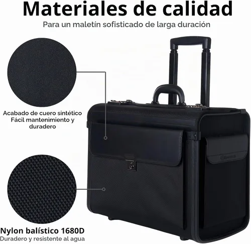 Vista 7 de Alpine Swiss Maletín para portátil con ruedas de 17" con ruedas Attache Abogados Case Legal Size Negro