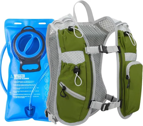 Vista 16 de Chaleco de correr para mujeres y hombres, mochila de hidratación para correr, chaleco para corredores, chaleco de hidratación, con soporte frontal