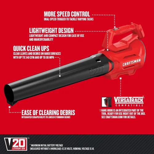 Vista 2 de CRAFTSMAN Soplador de hojas axial inalámbrico CMCBL700B V20* (solo herramienta)