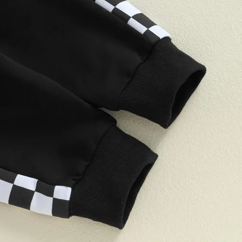 Vista 7 de Sudadera de rugby con letras bordadas para bebé y niño, con cintura elástica, ropa para bebés