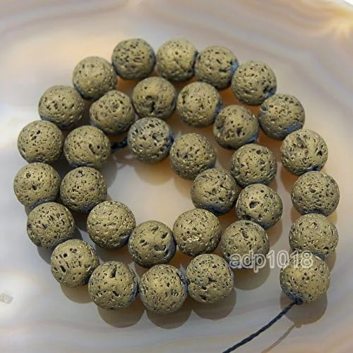 Vista 19 de Ad abalorio metálico titanio Rock Lava abalorio redondas de piedras preciosas 15", Oro metálico, 4mm Dorado metálico