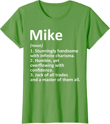 Vista 4 de MIKE Definition - Camiseta divertida para regalo de cumpleaños con nombre personalizado, Negro, S