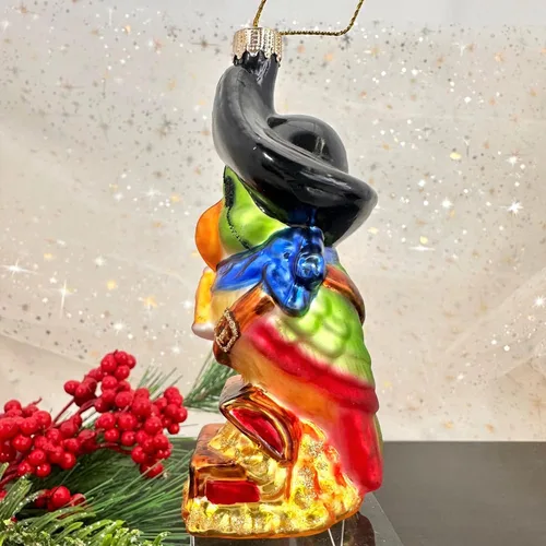 Vista 3 de Christmas By Krebs Adornos coleccionables de vidrio soplado para árbol (loro pirata de 4 3/4 pulgadas)