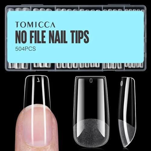 Vista 12 de TOMICCA Puntas de uñas de almendra extra cortas, 240 unidades, 15 tamaños, puntas de uñas de gel transparente preformadas, no necesita lima, uñas