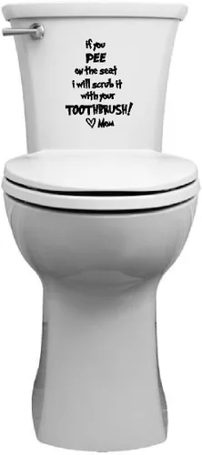 Vista 3 de If You Tinkle on the seat I Will Scrub it with Your Toothbrush Love Mom Funny Kids Bath Decor Cute Hearts Playroom Sticker Nursery Vinyl Saying