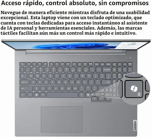 Vista 5 de Lenovo ThinkBook - Laptop empresarial de 16 Gen 8, pantalla WUXGA IPS de 16 pulgadas, Intel Core Ultra 7 255H, RAM DDR5 de 32 GB, SSD PCIe de 2 TB